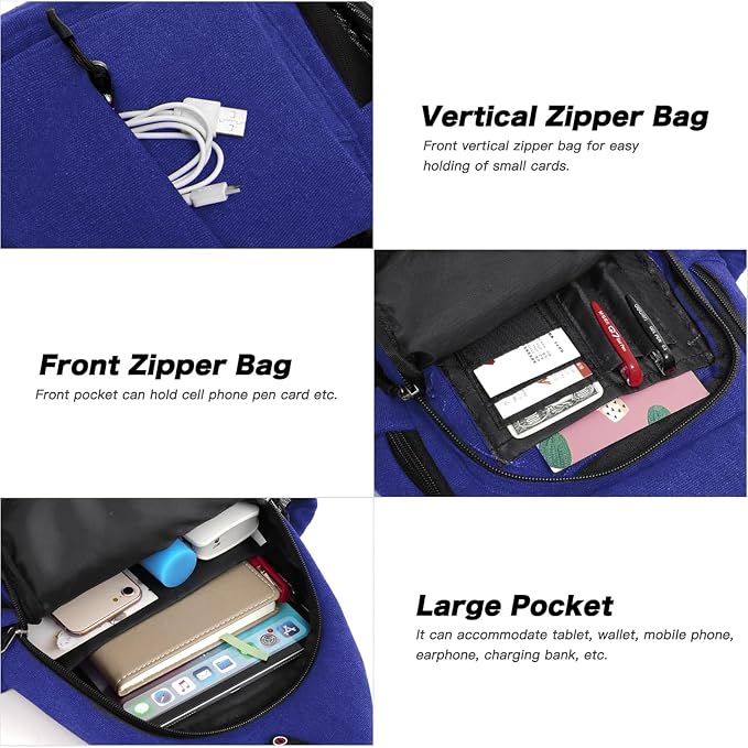 MOSISO Sling Backpack, Canvas Crossbody Hiking Daypack Bag - Image 4