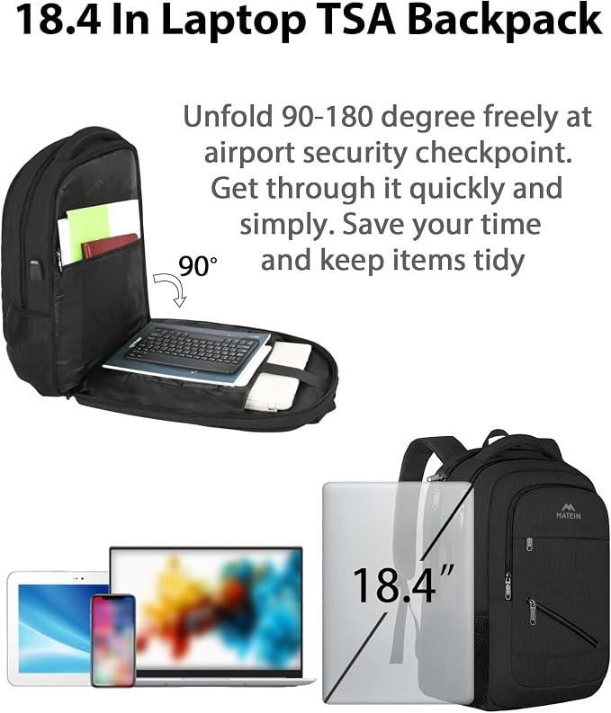 MATEIN 18.4 Inch Laptop School Backpack 50 L, Extra Large Anti Theft Carryon - Image 2