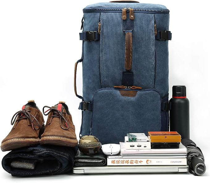 G-FAVOR 40L Travel Backpack, Vintage Canvas Rucksack Convertible Duffel Bag - Image 5