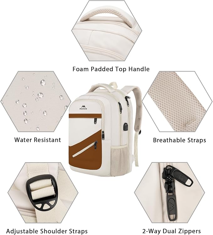 MATEIN 17.3 Inch Womens Laptop Backpack, Water Resistant Work Business Backpack - Image 7