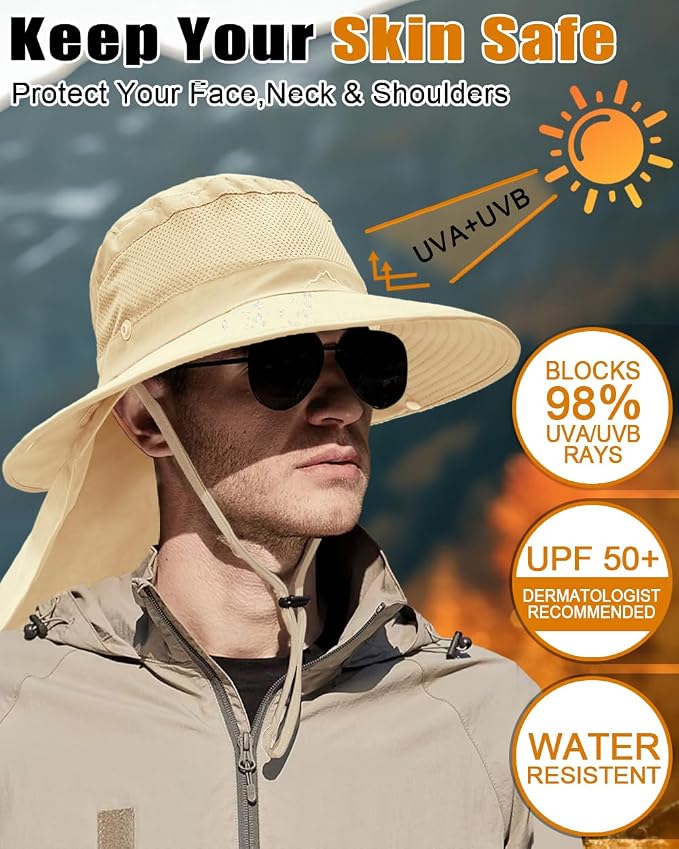 Outdoor Sun Hats with Stowable Neck Flap - Image 3