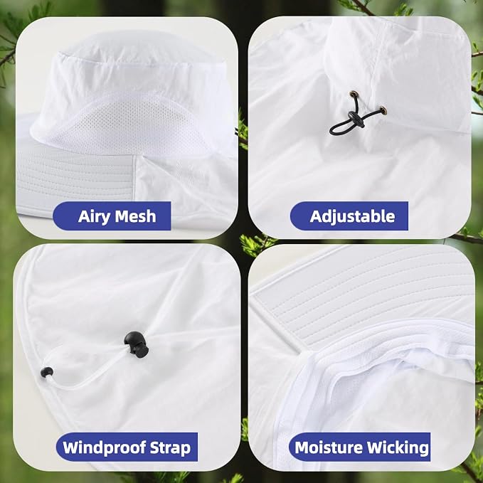 Home Prefer Outdoor UPF50+ Sun Hat Wide Brim Mesh Fishing Hat - Image 4