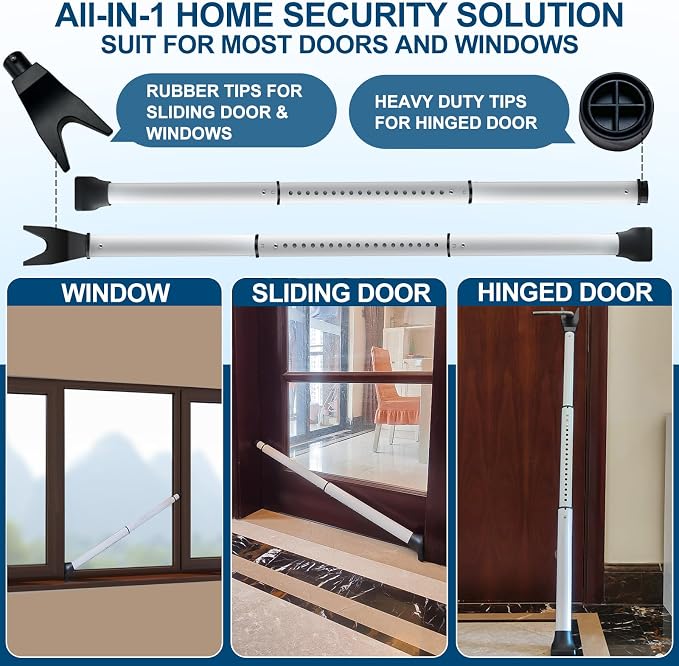 Rerishom Door Security Bar, Door Stoppers Security bar, Heavy Duty Door Lock - Image 2