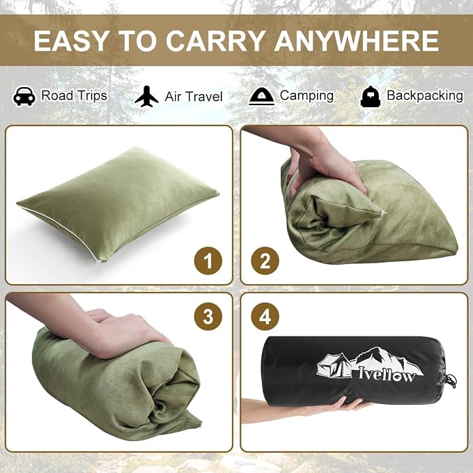 Ivellow Memory Foam Travel Pillow Compressible Camping Pillow - Image 8