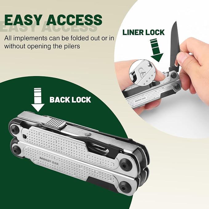 MOSSY OAK Multitool, 20-in-1 Stainless Steel Multi Tool Pliers, Self-locking - Image 6