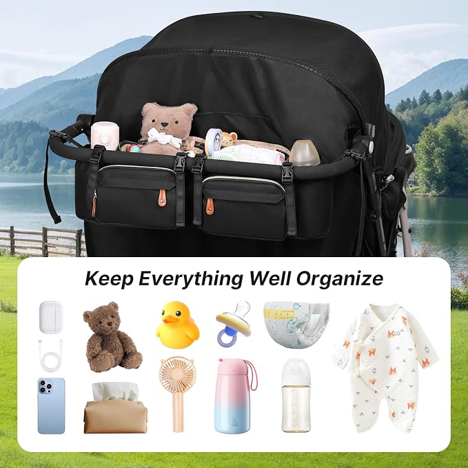 Double Stroller Organizer for Bob Duallie and Baby Jogger City Mini GT2 - Image 7