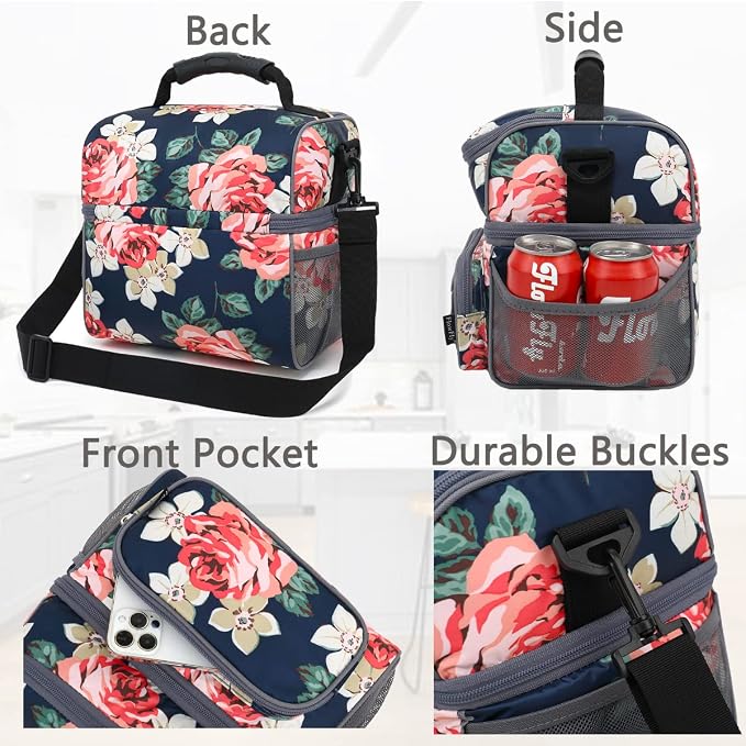 FlowFly Double Layer Cooler Insulated Lunch Bag Adult Lunch Box Large Tote Bag - Image 6