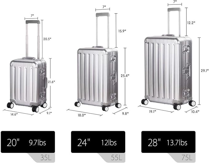 TRAVELKING All Aluminum Luggage Zipperless Hard Shell Suitcase - Image 6