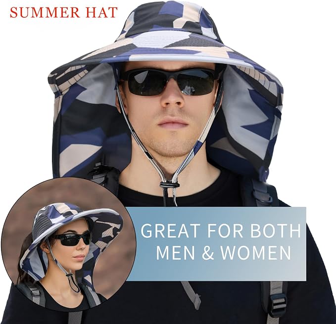 Sun Hat for Men Women with Neck Flap, UPF 50+ UV Protective Hiking Fishing Hats - Image 2