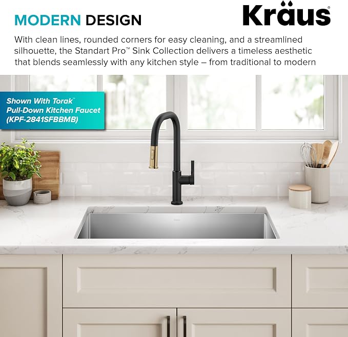 Kraus KHU100-32 Standart PRO 16 Gauge Undermount Single Bowl Stainless Steel - Image 5