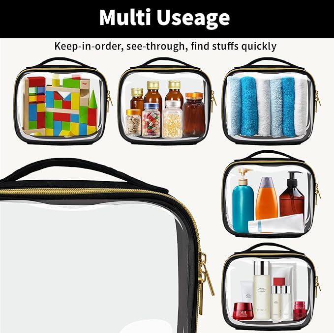 TSA Approved Travel Toiletry Bag, 2 Pack Clear Makeup Bags - Image 4
