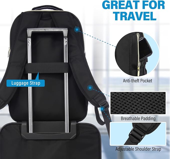 LOVEVOOK Laptop Backpack Purse for Women, Work Business Travel Computer Bags - Image 3