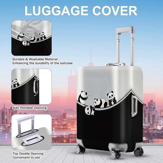 ANNA QUEEN Panda Family Luggage Cover, Cute Panda Design Suitcase Protector - Image 3