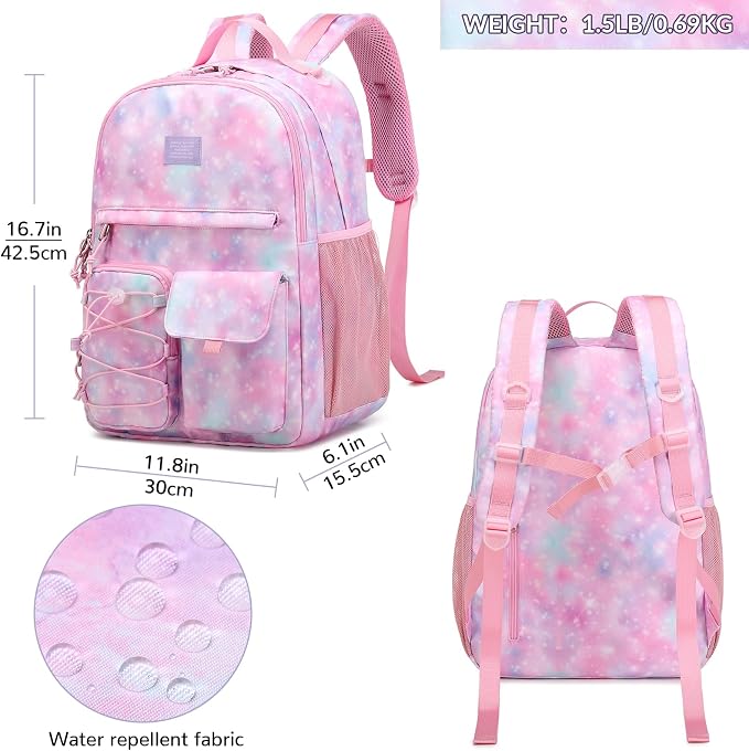 Lohol Galaxy Backpack for Kids Teen Girls, Water Resistant Daypack - Image 3