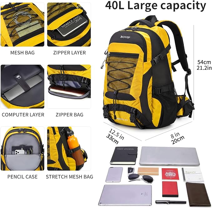 BOVIP 40L Hiking Backpack Waterproof Lightweight Daypack Travel Sports Camping - Image 3