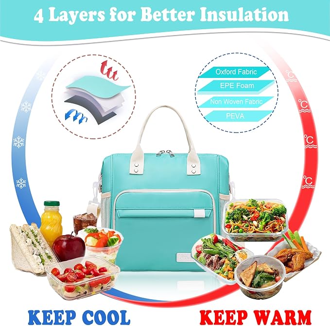 Preppy Lunch Box for Women Aesthetic Insulated Lunch Bag for Young Ladies Female - Image 4