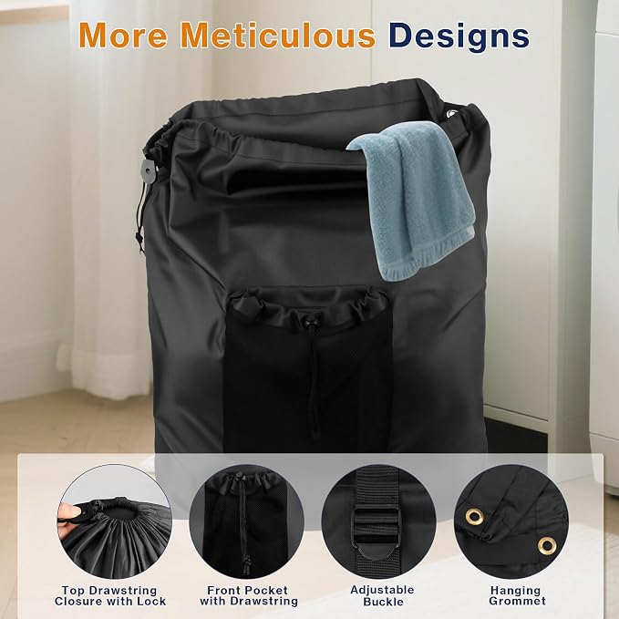 2-Pack Backpack Laundry Bags, Heavy Duty Laundry Bag Backpacks - Image 5