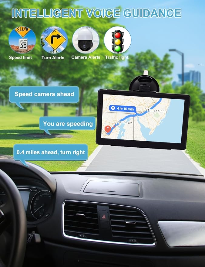 GPS Navigator for Car with 7" Touch Screen & Voice Steering Guidance/Speed/Red - Image 5