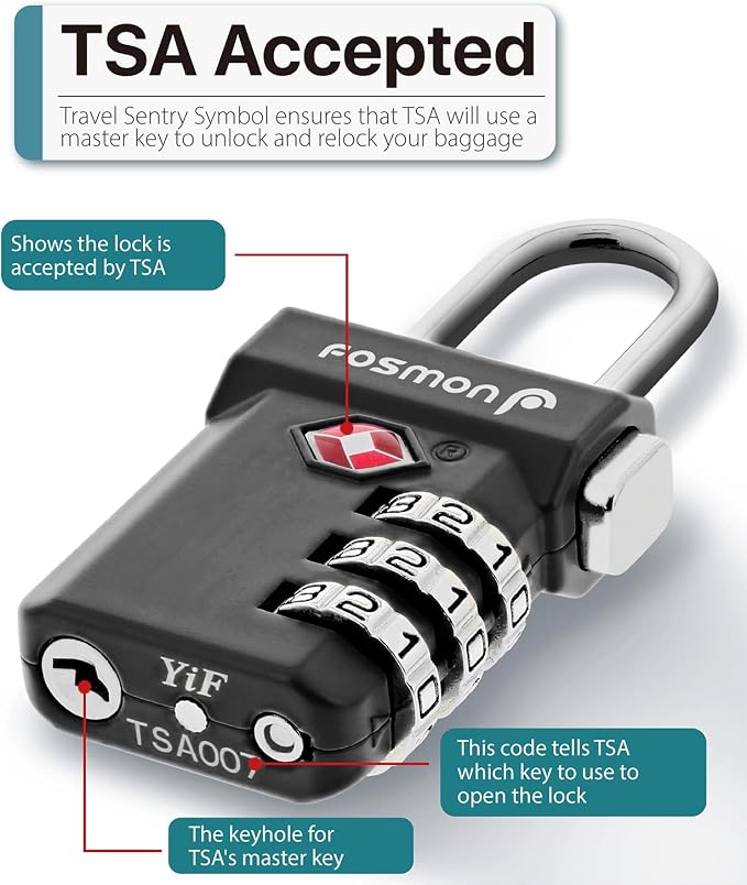 Fosmon TSA Approved Luggage Locks, Suitcase Travel Lock - Image 2