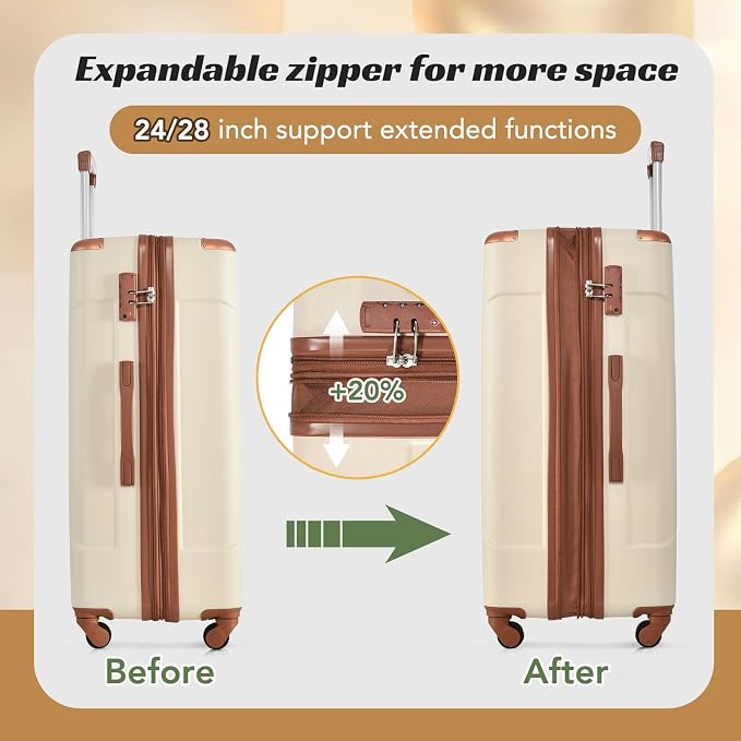 Merax Suitcases With Wheels Hardside Luggage Sets 3 Piece, Expandable And - Image 5