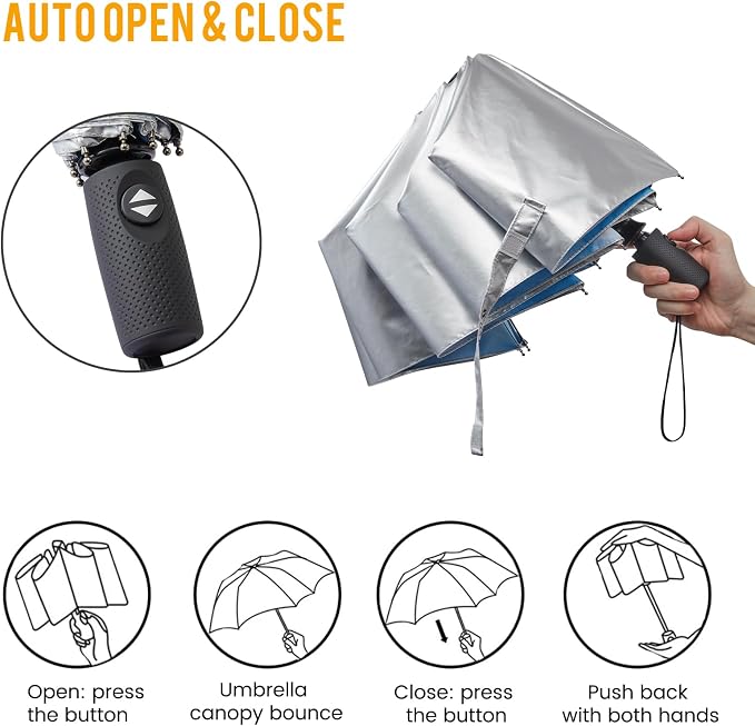 G4Free UPF 50+ UV Protection Large Travel Umbrella 42/46 Inch Auto Open Close - Image 4