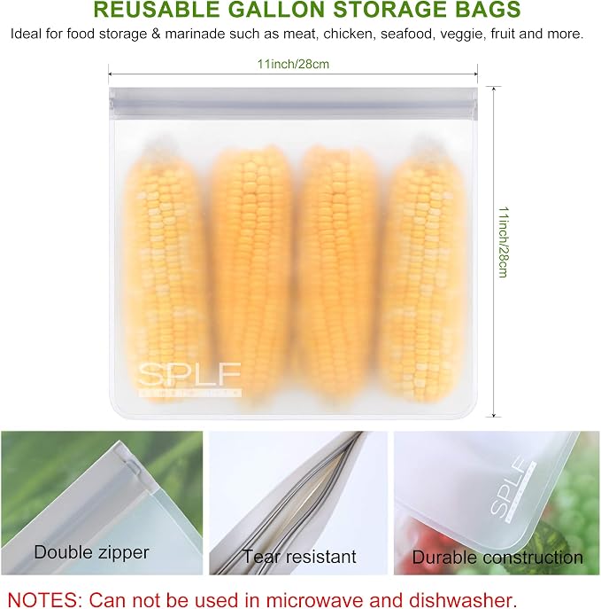 SPLF 9 Pack Reusable Gallon Freezer Bags, BPA Free 1 gallon Leakproof Silicone - Image 3