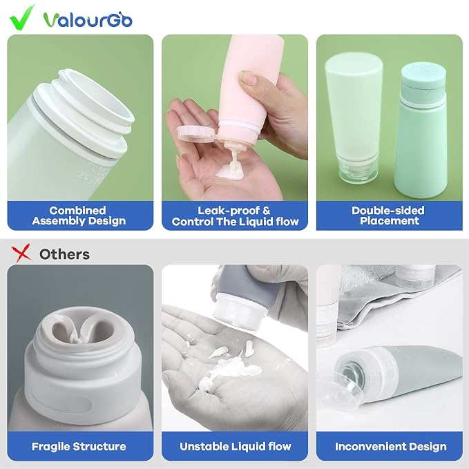 Valourgo Travel Bottles for Toiletries Tsa Approved Travel Size Containers BPA - Image 3