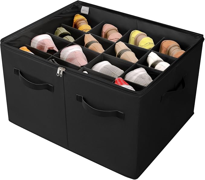 Shoe Organizer for Closet, Foldable Shoe Box by TOPIAHOME