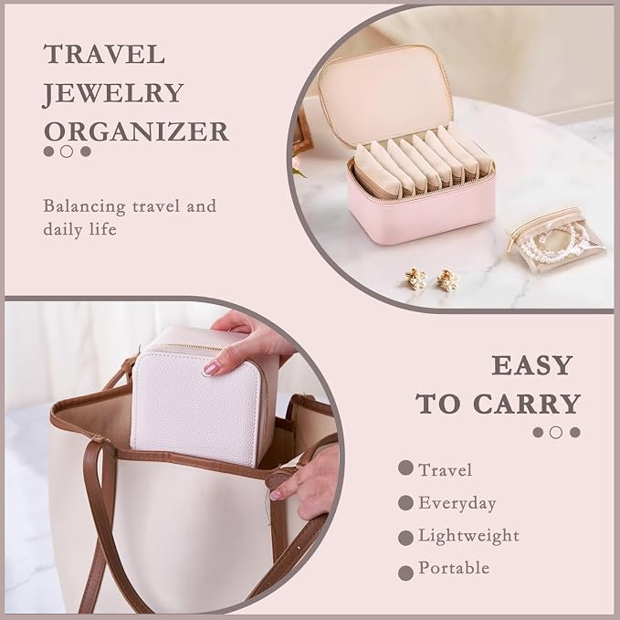 Jewelry Box Organizer for Women, Small Travel Jewelry Case, Mini Travel Jewelry - Image 5