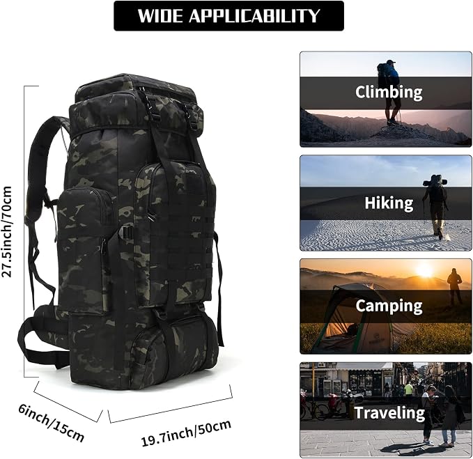 Hiking Backpack for Men 70L/100L Camping Backpack Military Rucksack Molle 3 - Image 5