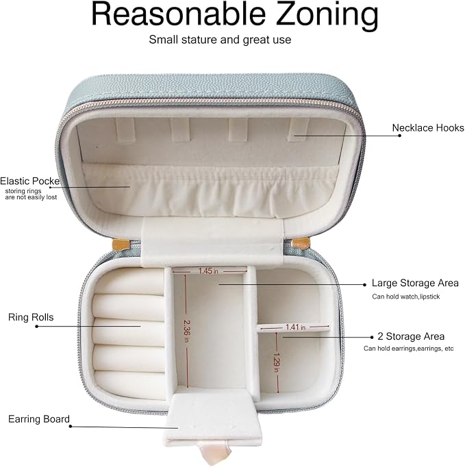 Small Jewelry Travel Case For Womens Small Rectangle PU Leather Jewelry Box - Image 4