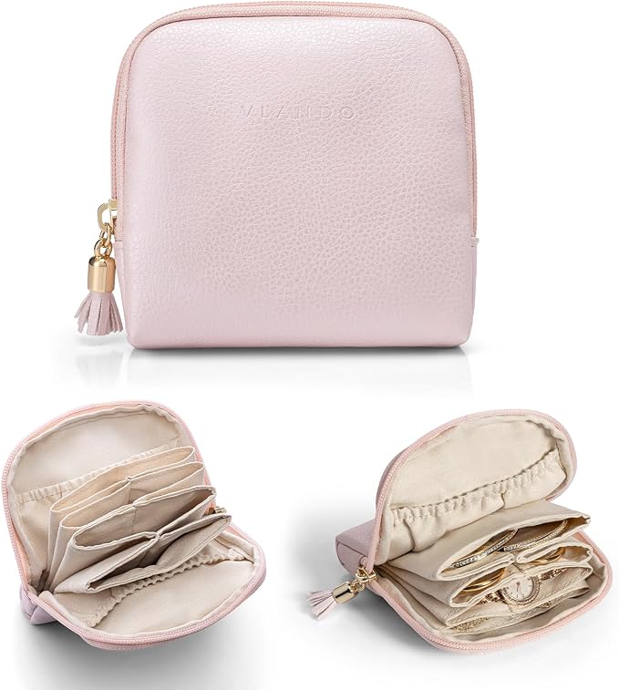 Vlando Small Jewelry Travel Case, Jewelry Pouch Bags by VLANDO