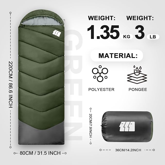 Sleeping Bags for Adults Cold Weather, Waterproof, Lightweight Sleeping Bag for - Image 2
