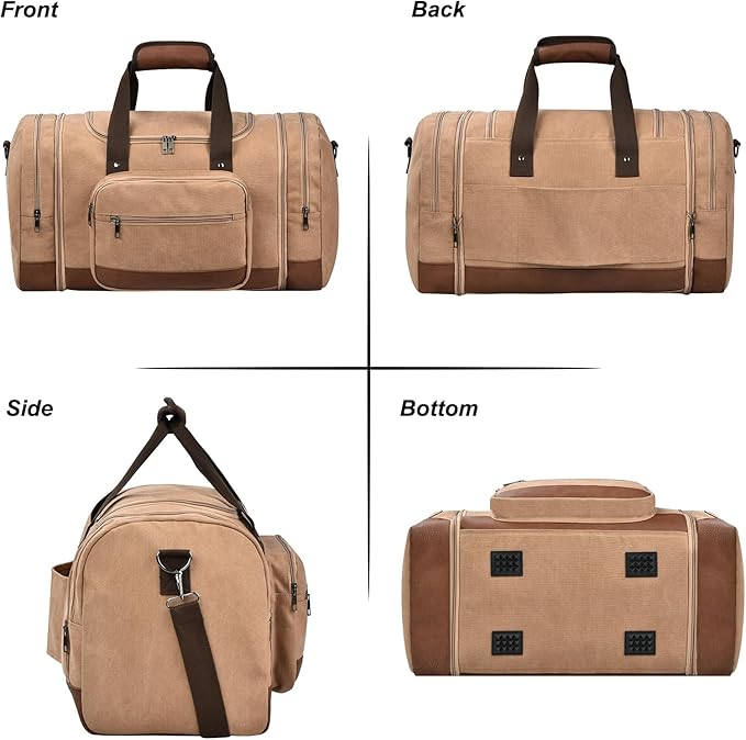 Litvyak Duffle Bag for Travel, Large 60L Canvas Travel Duffel Bags Overnight - Image 6