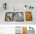 32 Inch Workstation Kitchen Sink, TECASA Undermount Deep Single Bowl, Stainless by TECASA