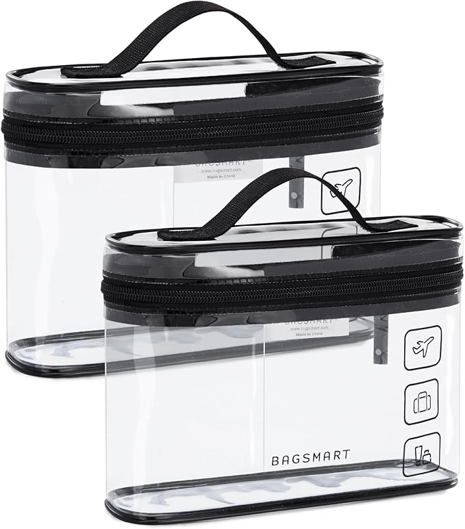 BAGSMART TSA Approved Toiletry Bag, 2 Pack Clear Makeup Cosmetic Bag Organizer by BAGSMART