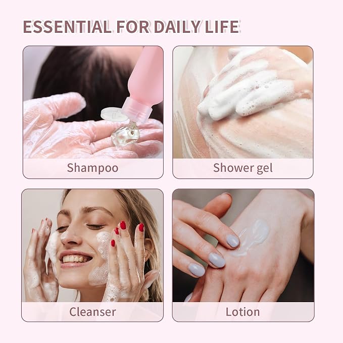 3.4 oz Travel Bottles for Toiletries, Empty Plastic Shampoo Bottle Small Size - Image 3