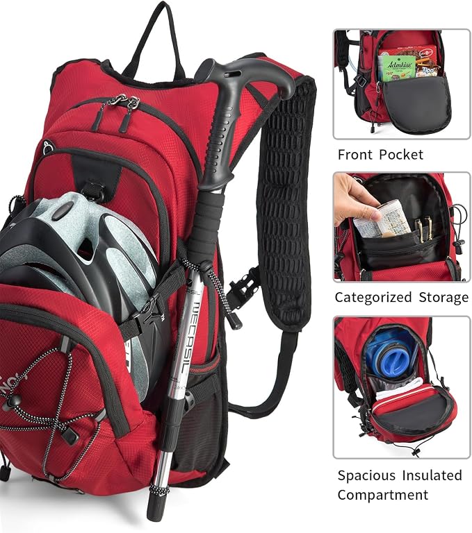 Hydration Backpack Pack with 2L Water Bladder 18L Hiking Backpack Women Men - Image 2