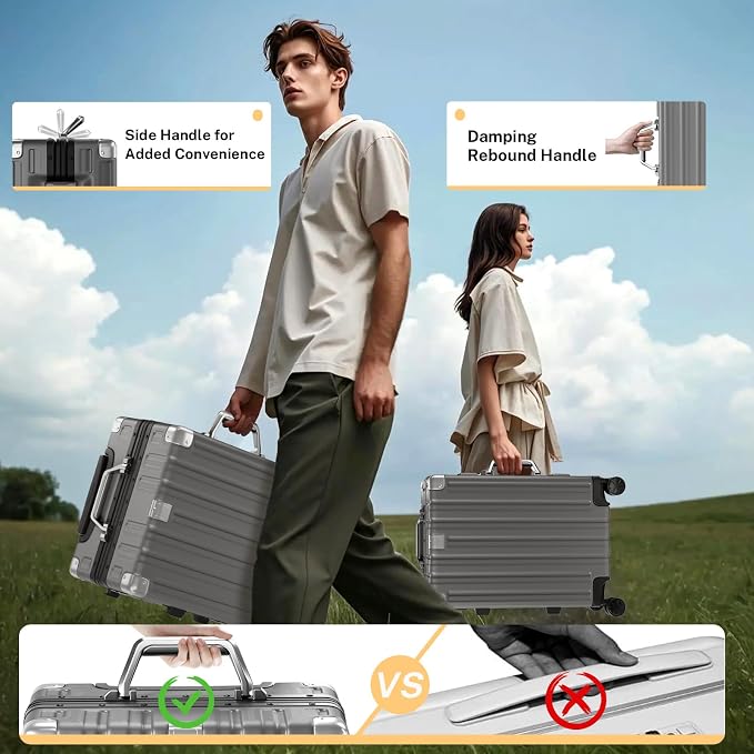Krute Luggage Set 2 Pieces 20 28 Inch Aluminum Frame Carry on Luggages TSA Lock - Image 8