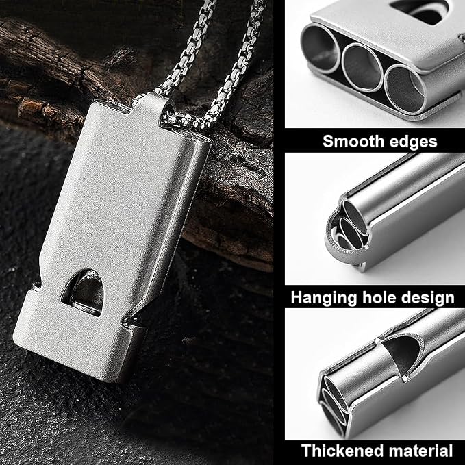 Whistle Emergency Whistles Keychain Rape Whistle Stainless Steel High Decibel - Image 2