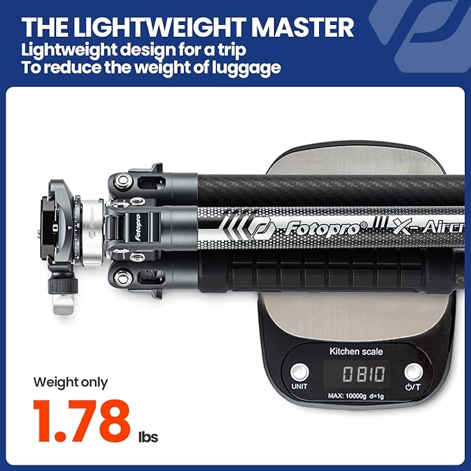 Fotopro Carbon Fiber Tripod 1.7lbs Ultralight 62 Inch Portable Compact Travel - Image 2