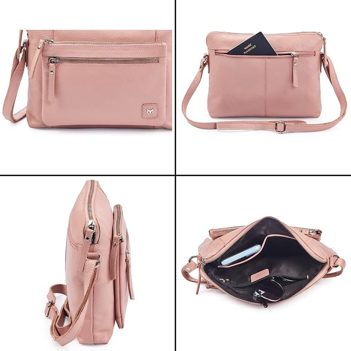 Wise Owl Accessories Small Soft Pebbled Real Leather Crossbody Handbags Purses - Image 5