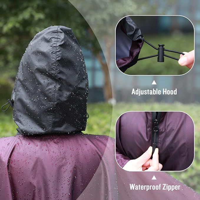 SaphiRose Rain Poncho Jacket Coat Hooded - Image 4