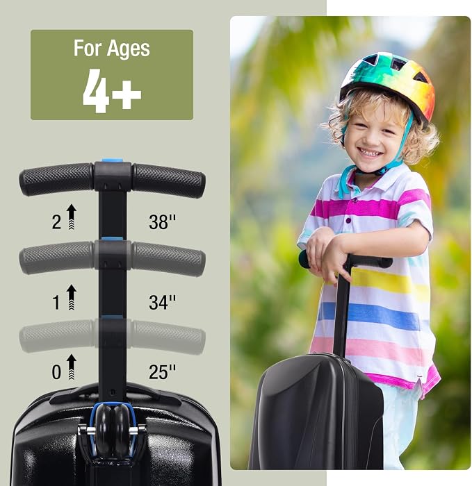 20" Scooter Suitcase for Kids, 2-in-1 Ride On Luggage - Image 4