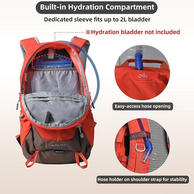 22L Hiking Backpack Lightweight Durable Waterproof Ventilated & Sweat-Wicking - Image 3