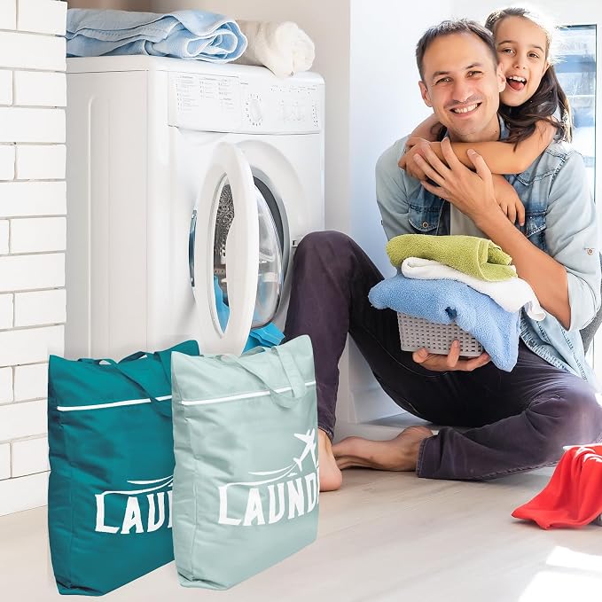 2 Pcs Large Travel Laundry Bag Washable Waterproof Wet Bag Dirty Clothes Bag - Image 4