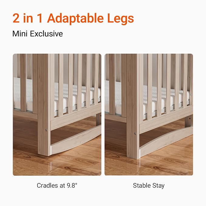 EvoNest Baby Crib, 6 in 1 Convertible Mini Crib - Image 9