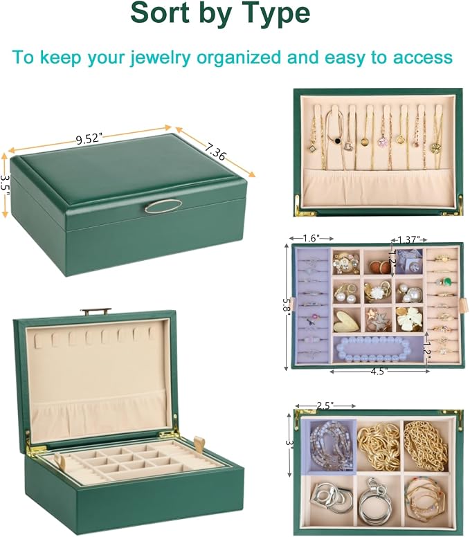 Small Jewelry Organizer for Women, 2-Layer Travel Jewelry Box - Image 6
