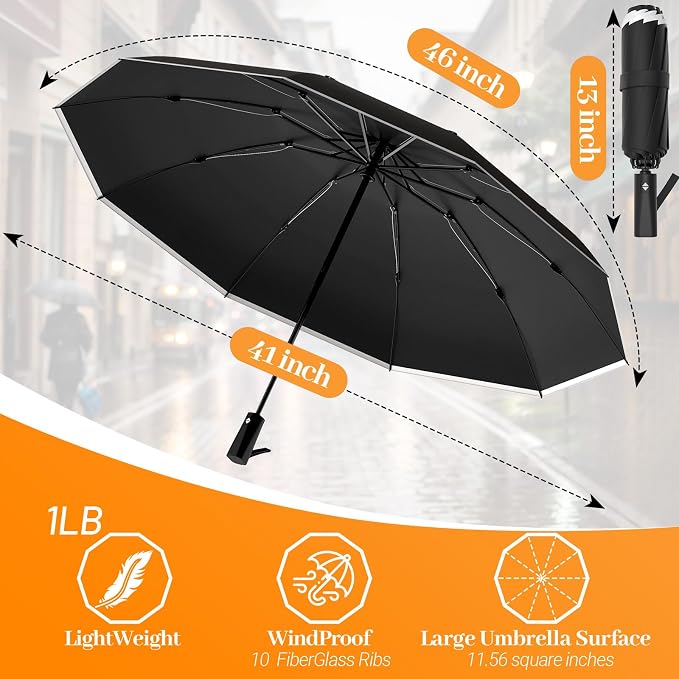 Travel Umbrella Superior, Beautiful & Compact, Large Strong but Light Portable - Image 2