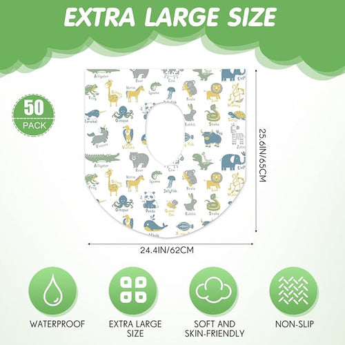 50 Packs Disposable Toilet Seat Covers Extra Large Individually Wrapped - Image 2